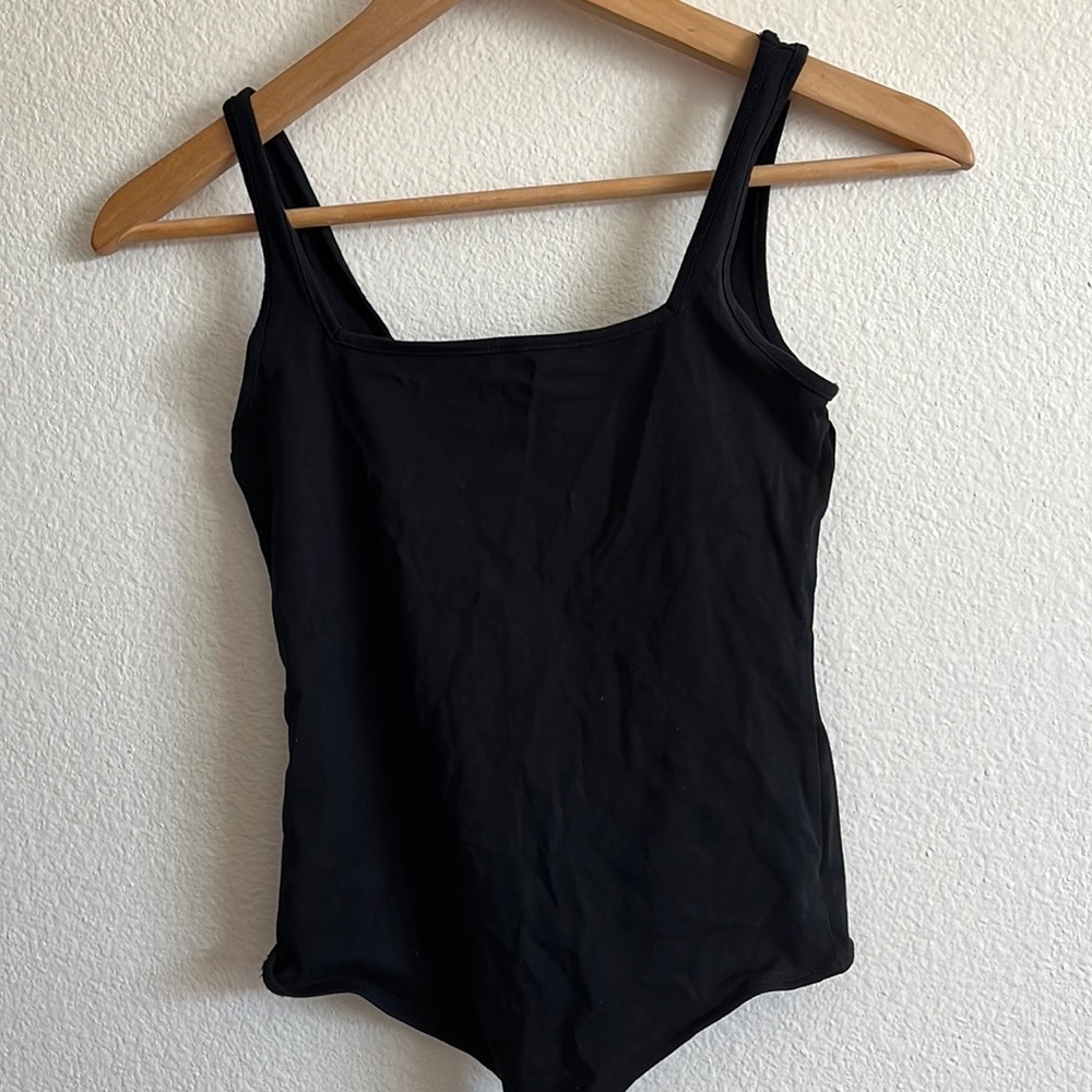 Nordstrom black square neck tank top body suit, size: XXS